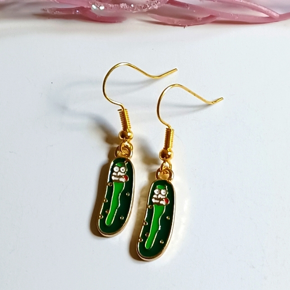 Rick And Morty Pickle Rick Handmade Earrings - Picture 1 of 4